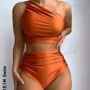 SHEIN one shoulder ruched bikini set